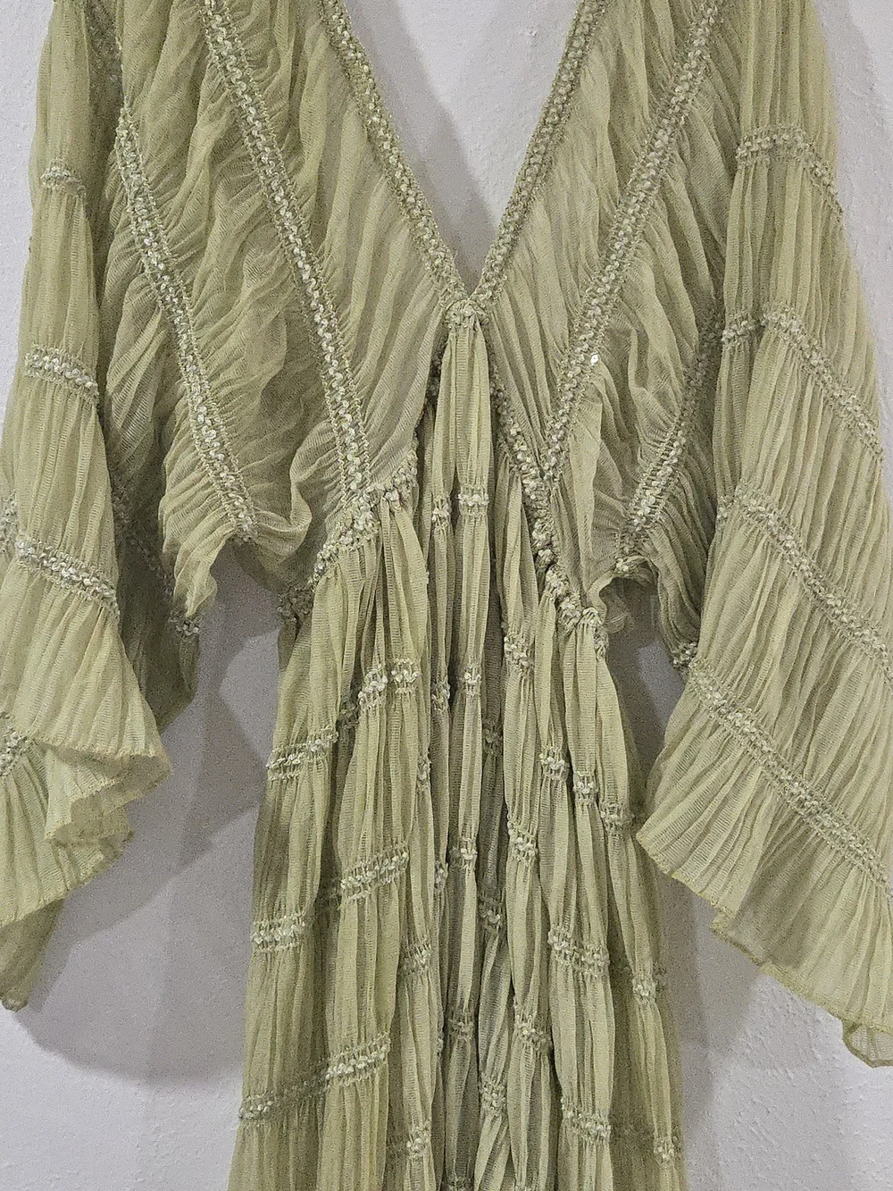 Flowy Sage Green Pleated Maxi Dress - Picture 9 of 12